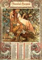 Manhood 1897 calendrier Art Nouveau tchèque Alphonse Mucha